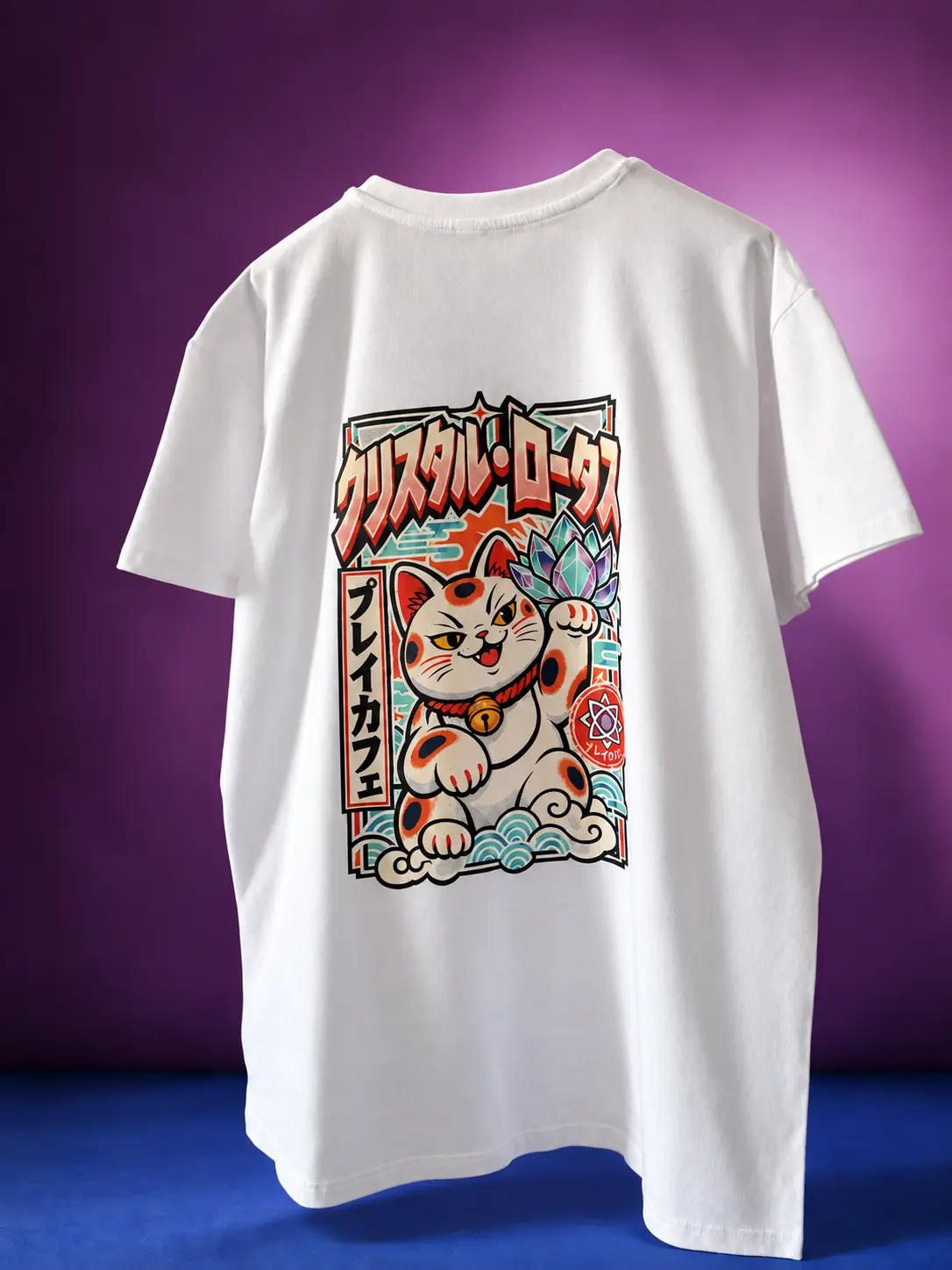 Crystal Lotus Japanese maneki-neko T-shirt